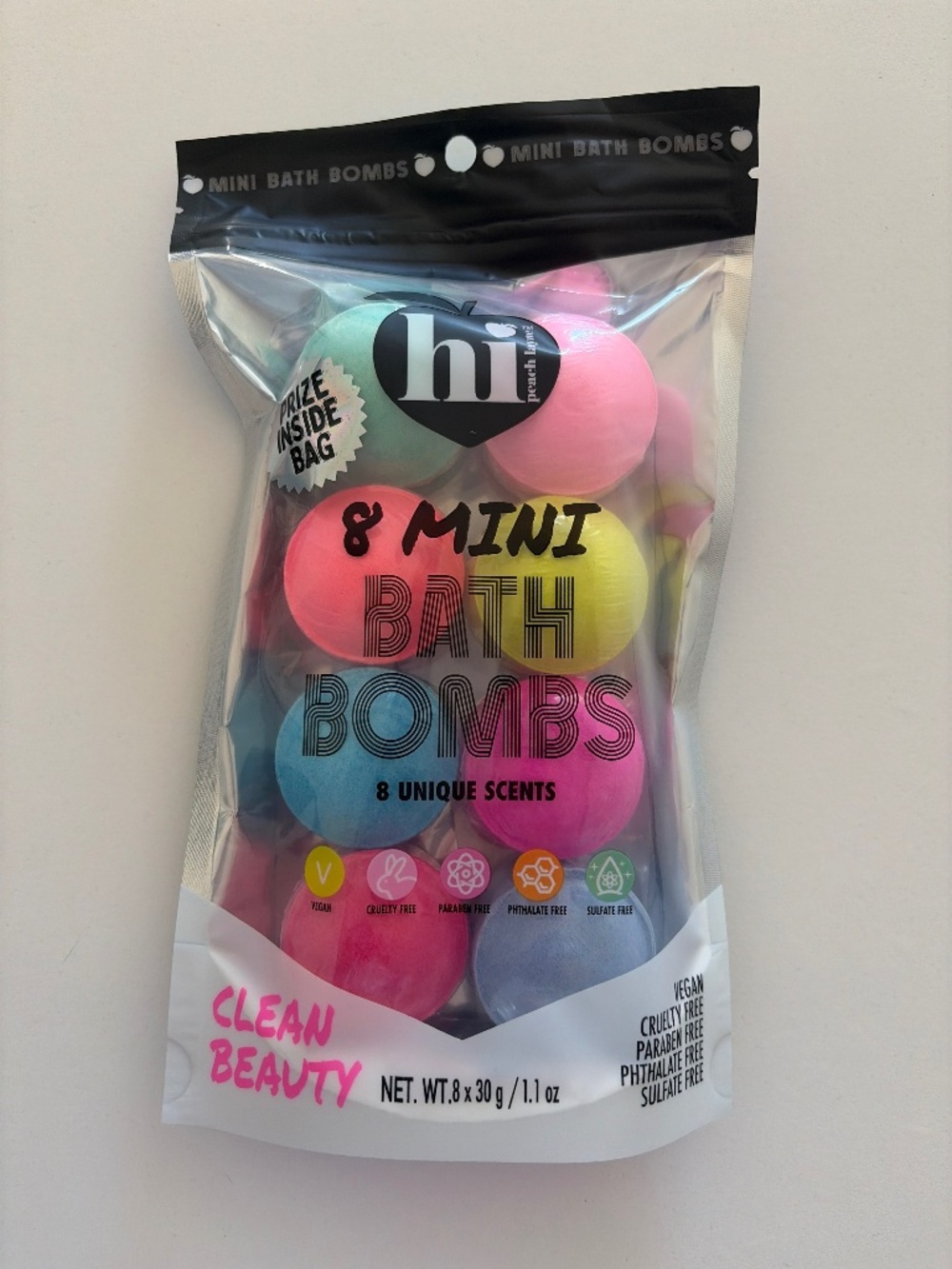HI PEACH LAYNE NWT Set of 8 Mini Bath Bombs Clean Beauty